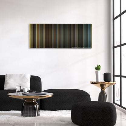 The Other Boleyn Girl color palette canvas above a black sofa with a gold-topped table