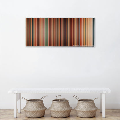Machete color palette canvas above a white bench with three woven baskets