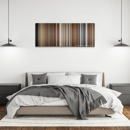 Nymphomaniac: Vol. I color palette canvas above a bed, between two black pendant lamps