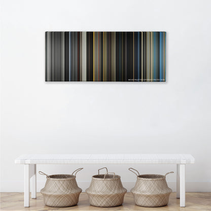 The Giver color palette canvas above a white bench with three woven baskets