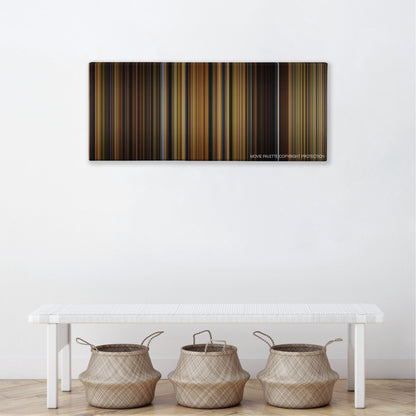 Babe color palette canvas above a white bench with three woven baskets