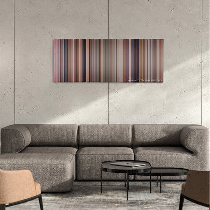 Twins color palette canvas on a concrete wall above a gray sectional sofa
