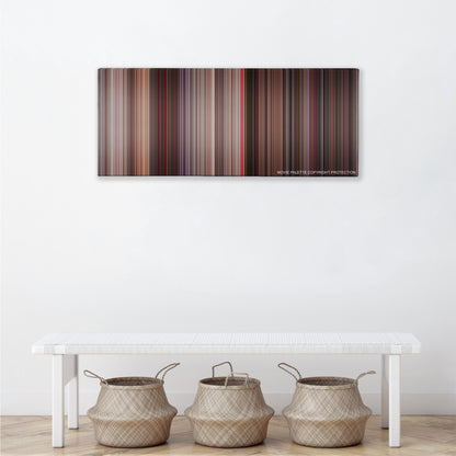 Ghostbusters II color palette canvas above a white bench with three woven baskets