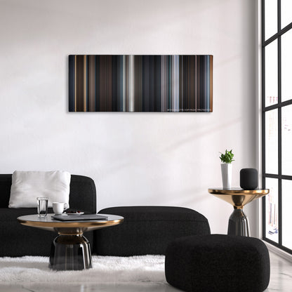 League of Extraordinary Gentlemen, The color palette canvas above a black sofa with a gold-topped table