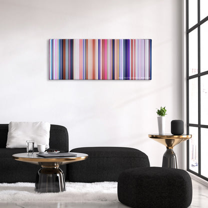 Despicable Me 3 color palette canvas above a black sofa with a gold-topped table