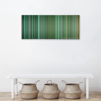 Unstoppable color palette canvas above a white bench with three woven baskets