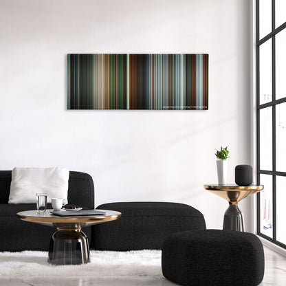The Raid 2 color palette canvas above a black sofa with a gold-topped table