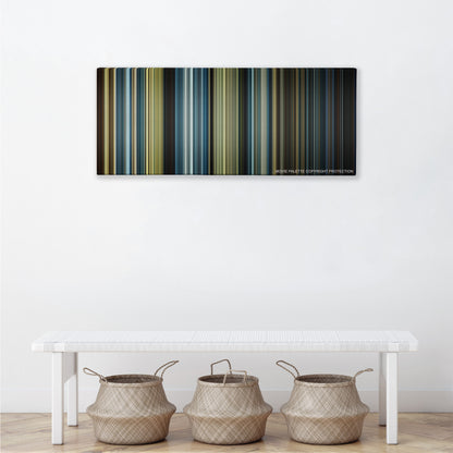 Assassin's Creed color palette canvas above a white bench with three woven baskets