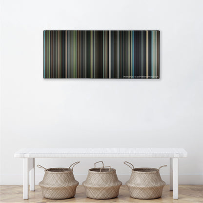 The Judge color palette canvas above a white bench with three woven baskets