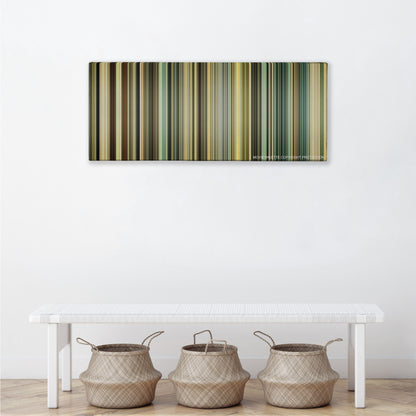 Taken 3 color palette canvas above a white bench with three woven baskets