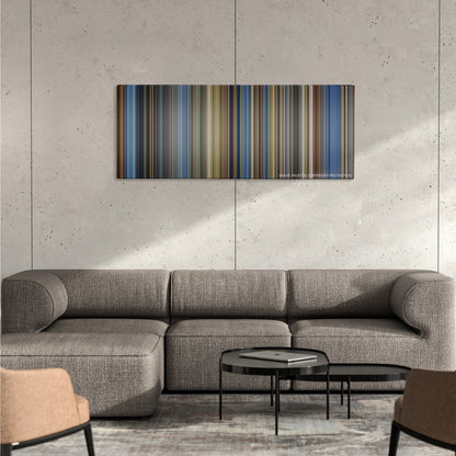 Top Gun color palette canvas on a concrete wall above a gray sectional sofa