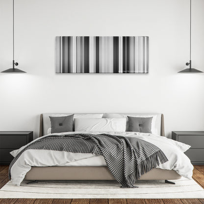 The Treasure of the Sierra Madre color palette canvas above a bed, between two black pendant lamps