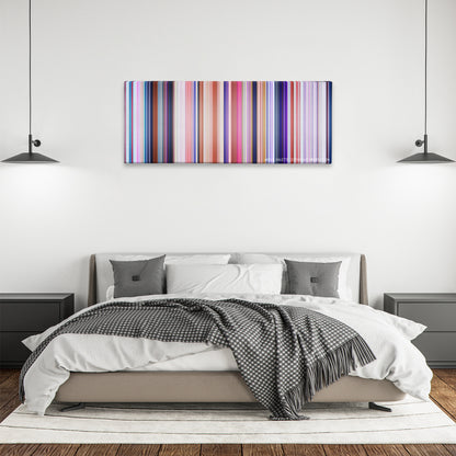 Despicable Me 3 color palette canvas above a bed, between two black pendant lamps