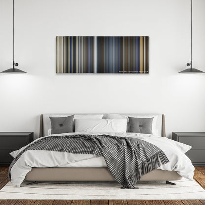 Maze Runner: The Death Cure color palette canvas above a bed, between two black pendant lamps