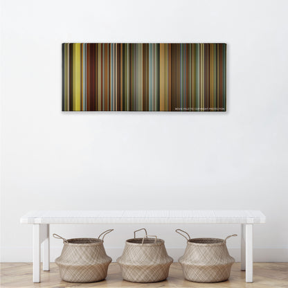 Side Effects color palette canvas above a white bench with three woven baskets