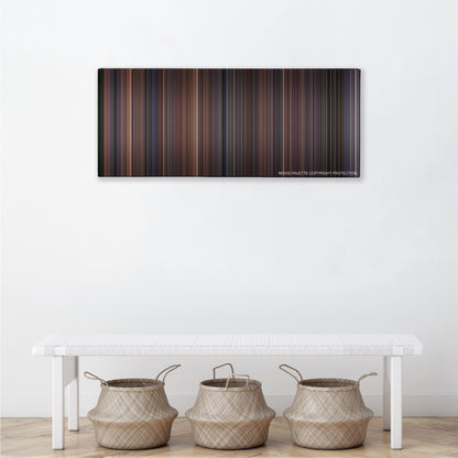 Air Force One color palette canvas above a white bench with three woven baskets