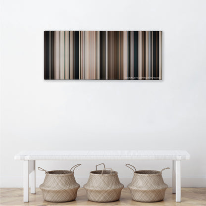 All the President's Men color palette canvas above a white bench with three woven baskets