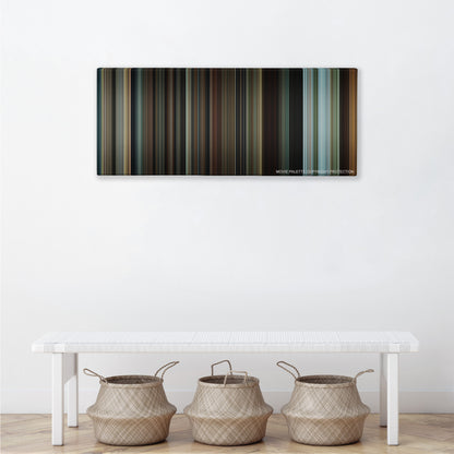 The Twilight Saga: Eclipse color palette canvas above a white bench with three woven baskets