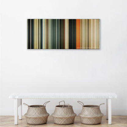 Wrath of the Titans color palette canvas above a white bench with three woven baskets