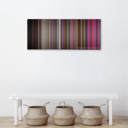 Mallrats color palette canvas above a white bench with three woven baskets