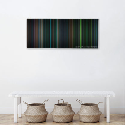 Saw V color palette canvas above a white bench with three woven baskets