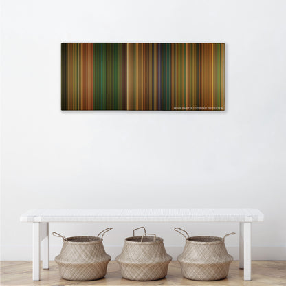 Swordfish color palette canvas above a white bench with three woven baskets