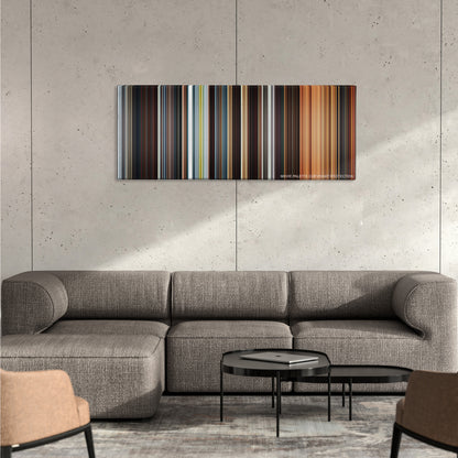 Star Wars: Episode II - Attack of the Clones color palette canvas on a concrete wall above a gray sectional sofa