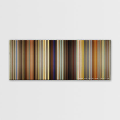 American Hustle color palette canvas print: thousands of thin vertical stripes of color