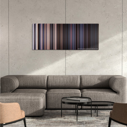 Star Wars: Episode IV - A New Hope color palette canvas on a concrete wall above a gray sectional sofa