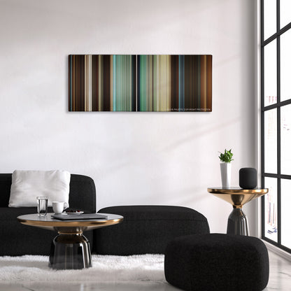 Hercules color palette canvas above a black sofa with a gold-topped table