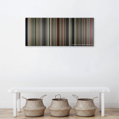 Police Academy color palette canvas above a white bench with three woven baskets