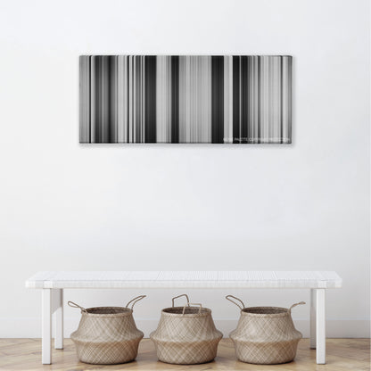 The Treasure of the Sierra Madre color palette canvas above a white bench with three woven baskets