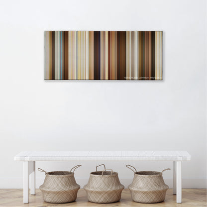 Bad Moms color palette canvas above a white bench with three woven baskets