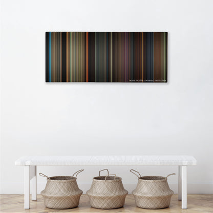 Percy Jackson & the Olympians: The Lightning Thief color palette canvas above a white bench with three woven baskets