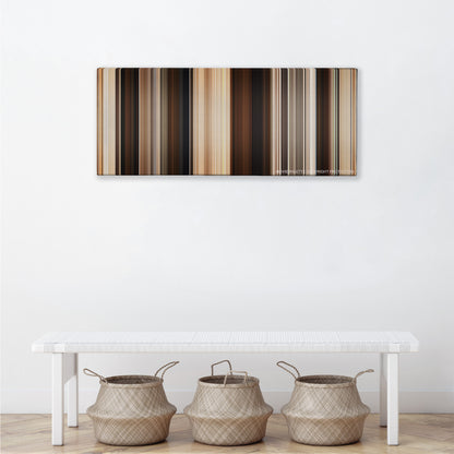 A Million Ways to Die in the West color palette canvas above a white bench with three woven baskets