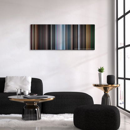REC color palette canvas above a black sofa with a gold-topped table