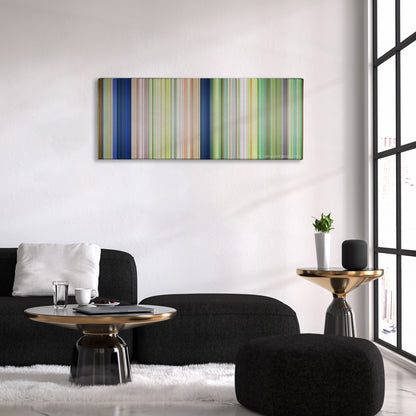 The Jungle Book color palette canvas above a black sofa with a gold-topped table