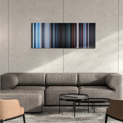 Star Wars: Episode V - The Empire Strikes Back color palette canvas on a concrete wall above a gray sectional sofa