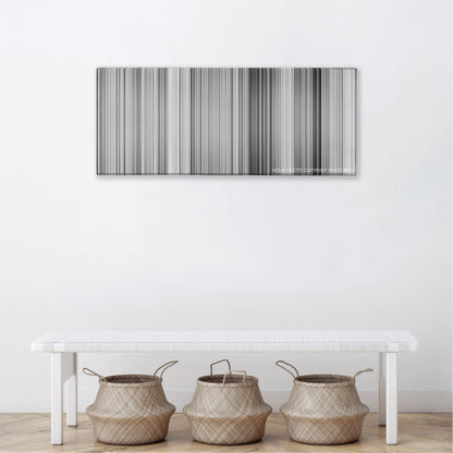 The Kid color palette canvas above a white bench with three woven baskets