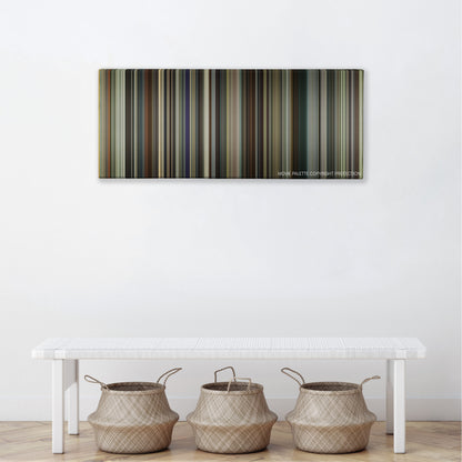 The Mule color palette canvas above a white bench with three woven baskets