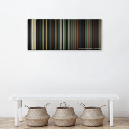 28 Days Later... color palette canvas above a white bench with three woven baskets