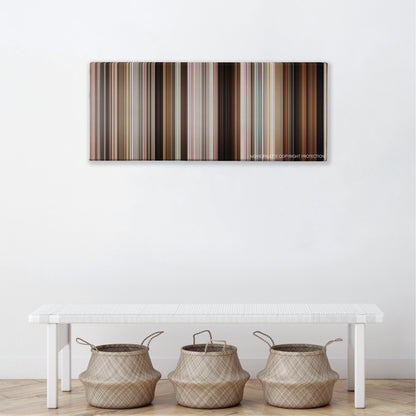 Parker color palette canvas above a white bench with three woven baskets
