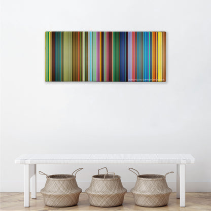 Kung Fu Panda 3 color palette canvas above a white bench with three woven baskets