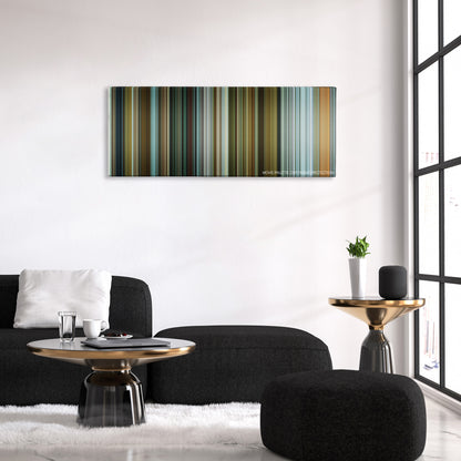 From Paris with Love color palette canvas above a black sofa with a gold-topped table