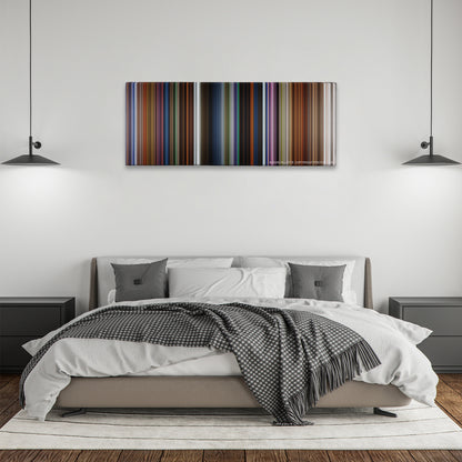 How to Train Your Dragon: The Hidden World color palette canvas above a bed, between two black pendant lamps