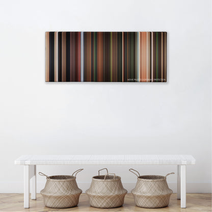 Flushed Away color palette canvas above a white bench with three woven baskets
