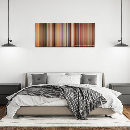 Any Given Sunday color palette canvas above a bed, between two black pendant lamps