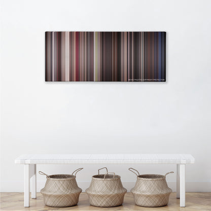 Cape Fear color palette canvas above a white bench with three woven baskets