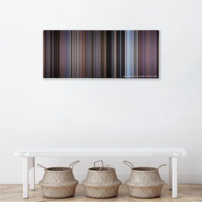 Rocky III color palette canvas above a white bench with three woven baskets