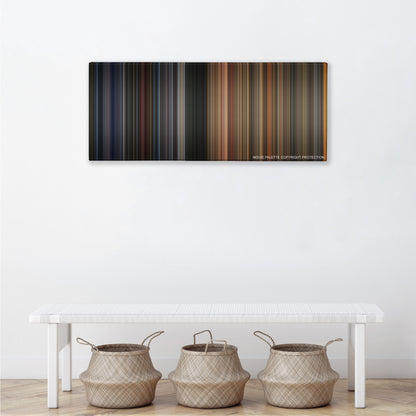 True Romance color palette canvas above a white bench with three woven baskets